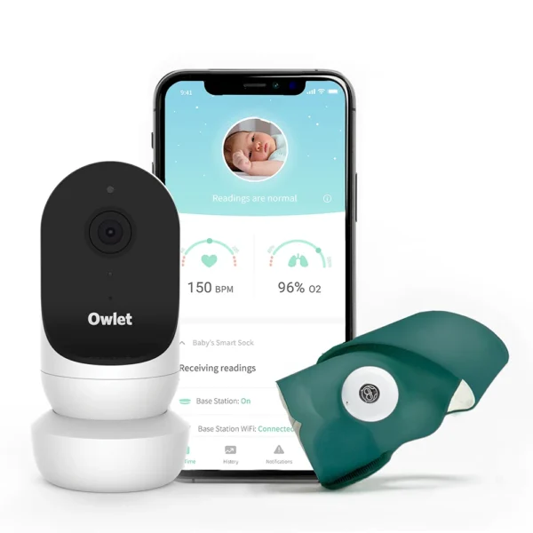 Owlet Monitor Duo – Șoseta inteligentă Owlet Smart Sock 3 (Verde închis) & Camera de monitorizare Owlet Cam 2 (Alb)