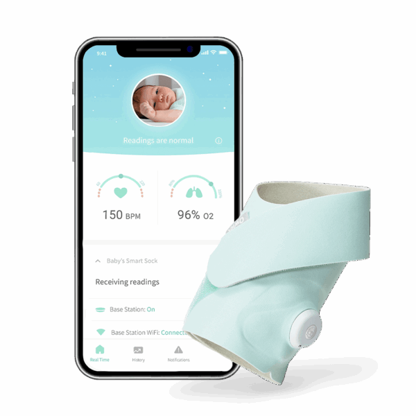 Owlet Smart Sock 3 – Șosetă inteligentă 0-18 luni (Verde mentă)