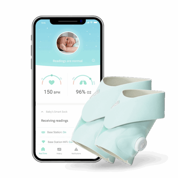 Owlet Smart Sock Plus – Șosetă inteligentă 0-5 ani (Verde mentă)