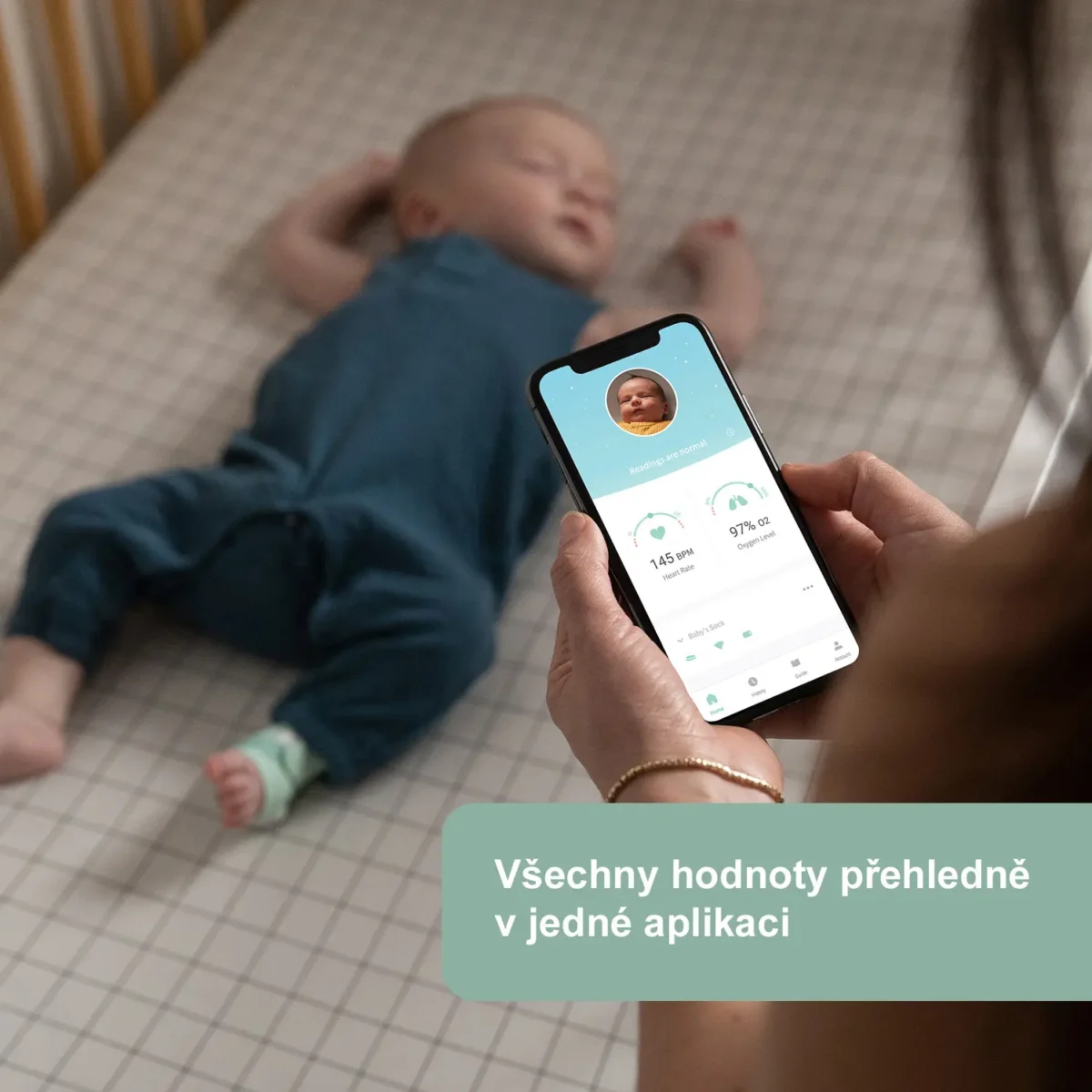 Owlet Smart Sock Plus – Șosetă inteligentă 0-5 ani (Verde mentă) - imagine 4