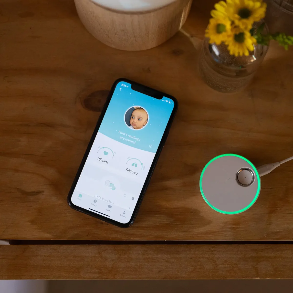 Owlet Smart Sock 3 – Șosetă inteligentă 0-18 luni (Verde mentă) - imagine 6